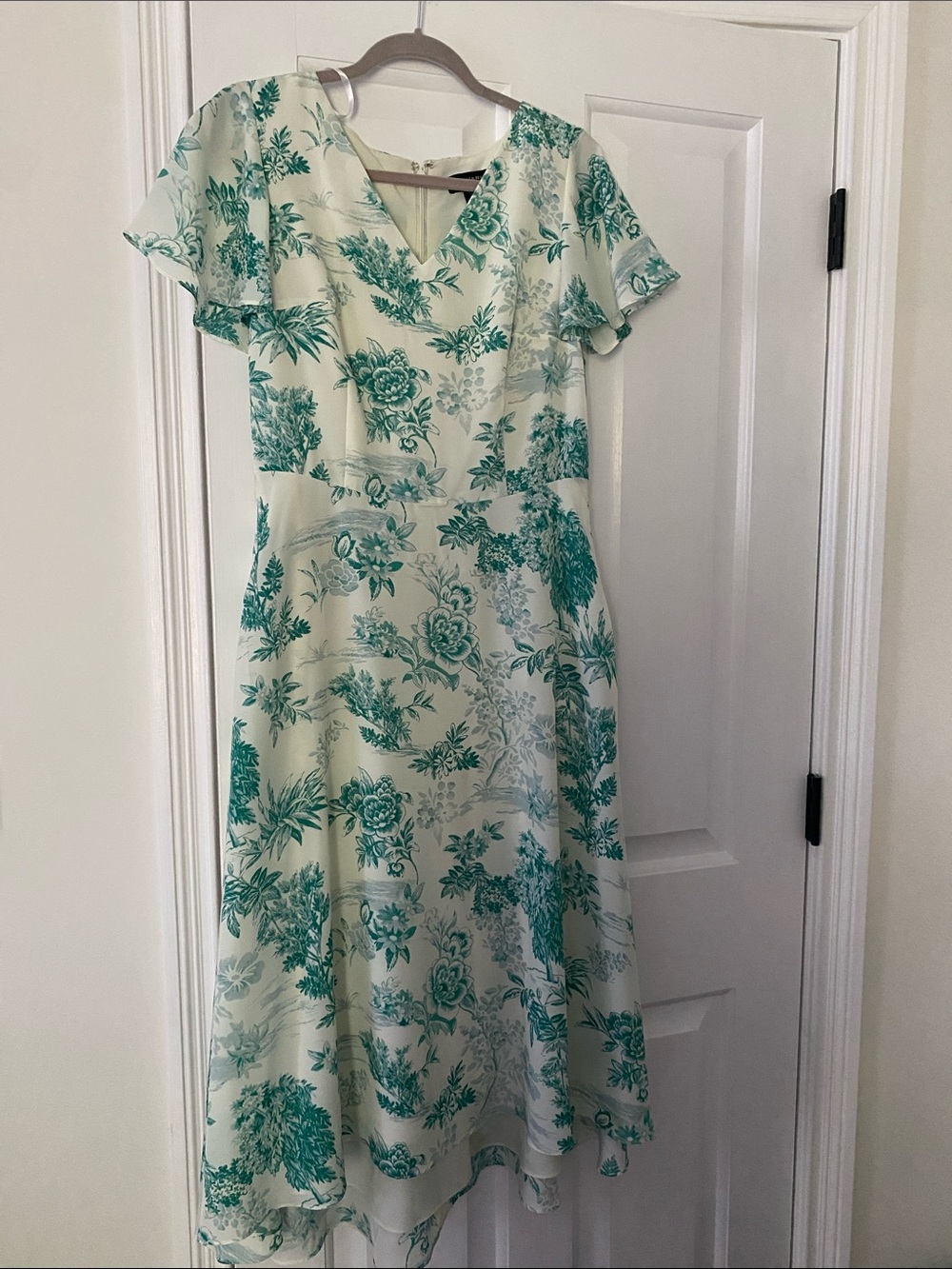Tahari Mint and Teal Floral Midi Dress